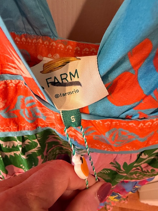 Farm Rio Colorful Tiered Maxi Dress with Deep V Sz Small.  NWT. Box38 - Picture 3 of 6